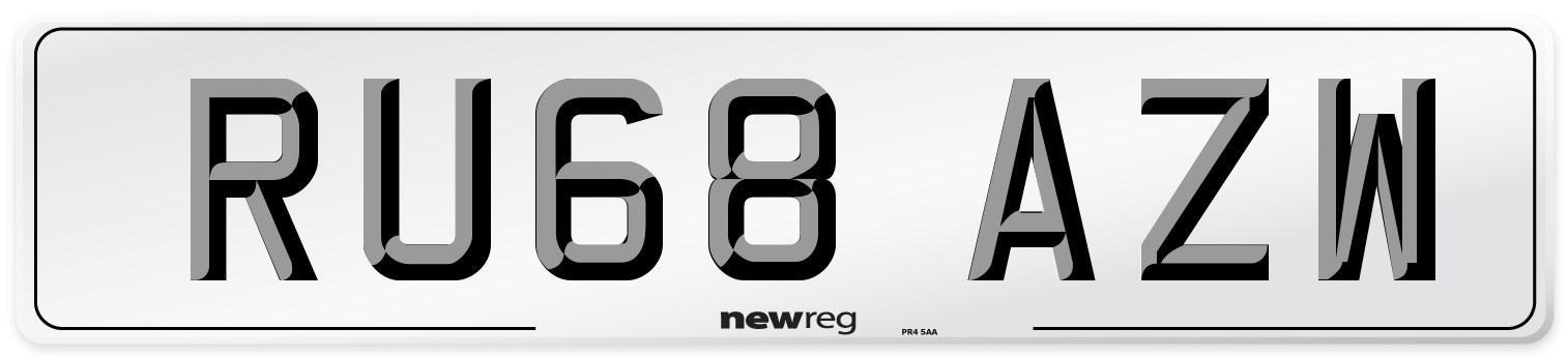 RU68 AZW Number Plate from New Reg